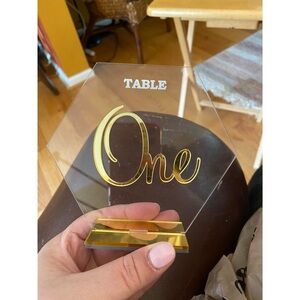 Gold Acrylic Table Number Sign